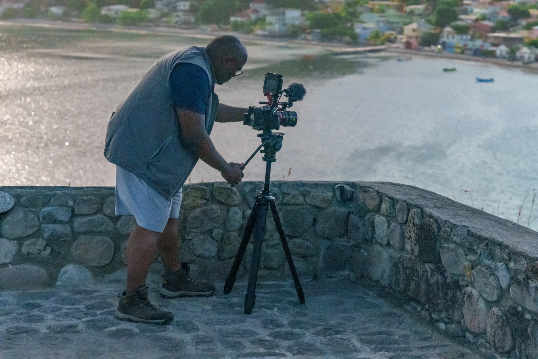 Thomas filming above the coast